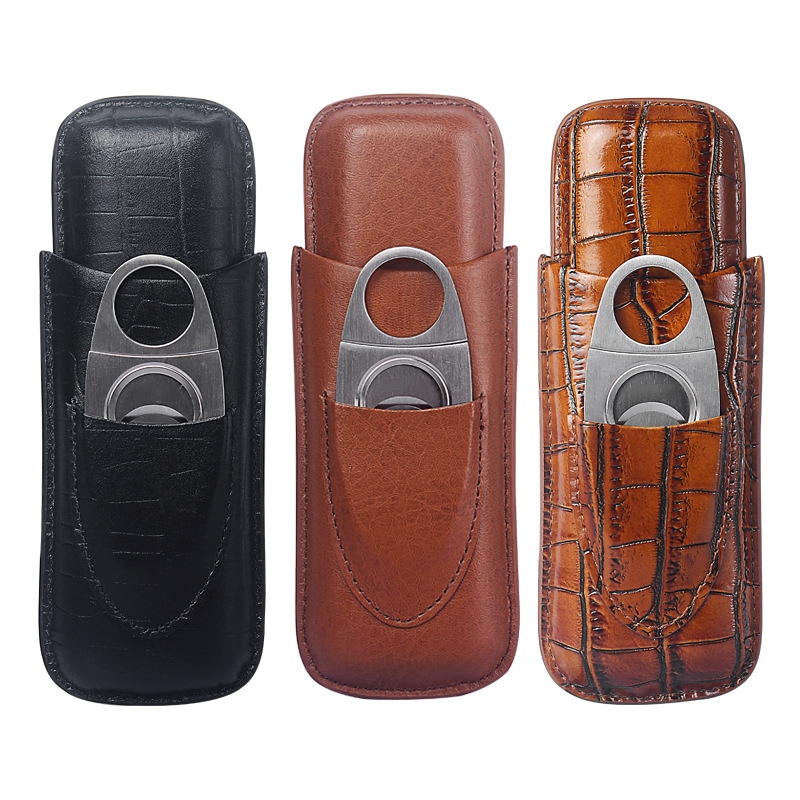 Portable 2-Finger Leather Ciga - Premium Cigar Case ulasan dan harga