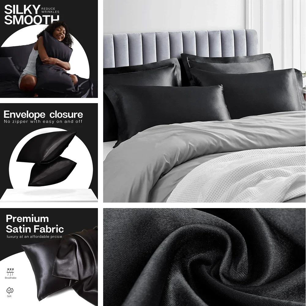 2 Pack Satin Pillowcase for Ha - Silk Pillowcase ulasan dan harga