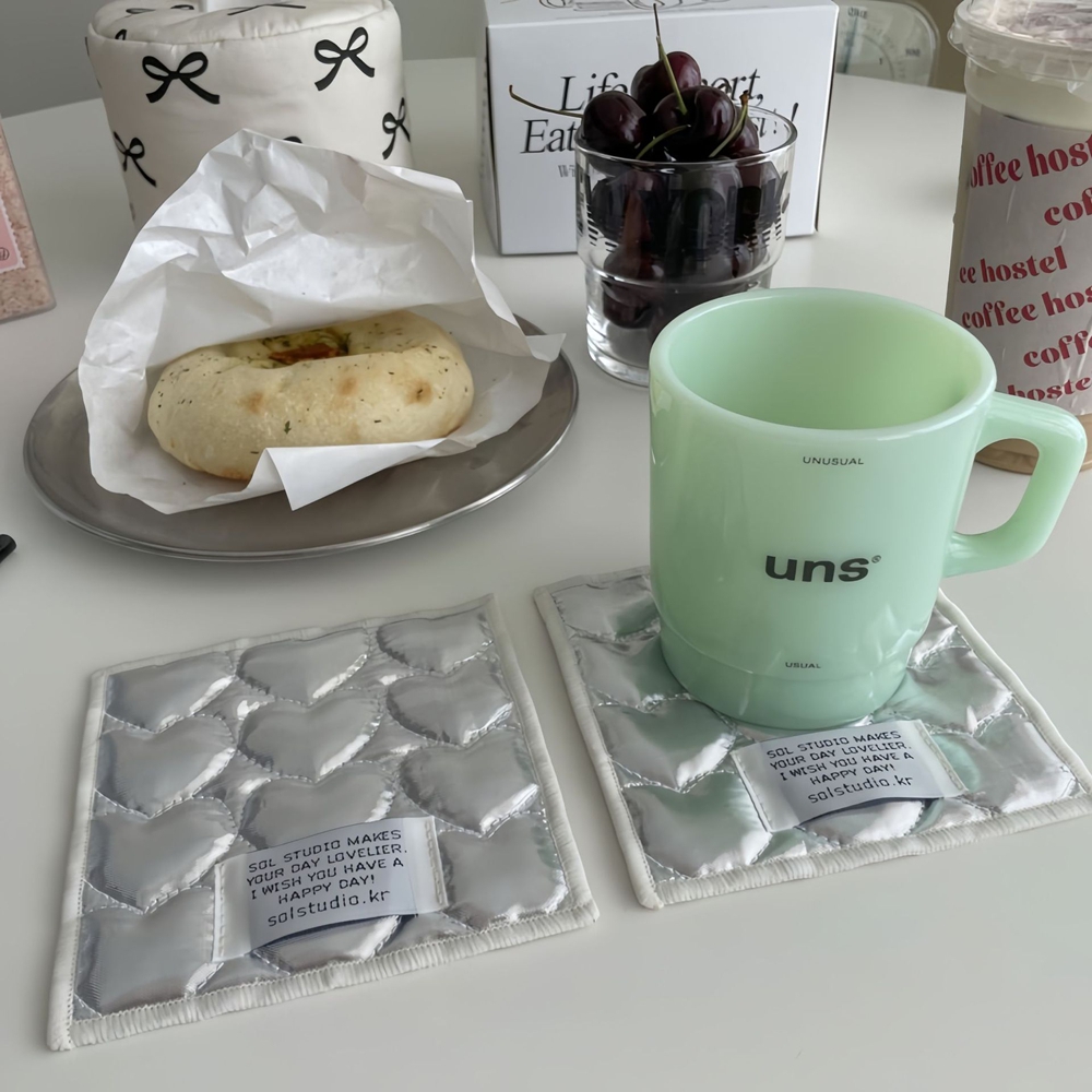 Korean Ins Love Quilted Metal  - Marble Coaster Set ulasan dan harga