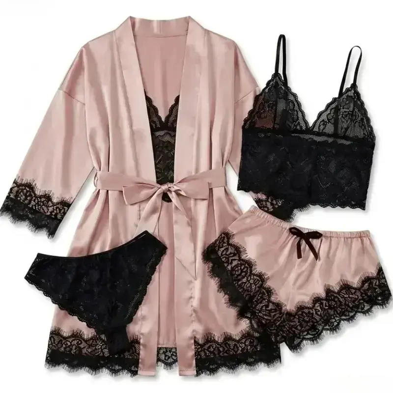 Women's 4-Piece Satin Pajama S - Luxury Gift Set ulasan dan harga
