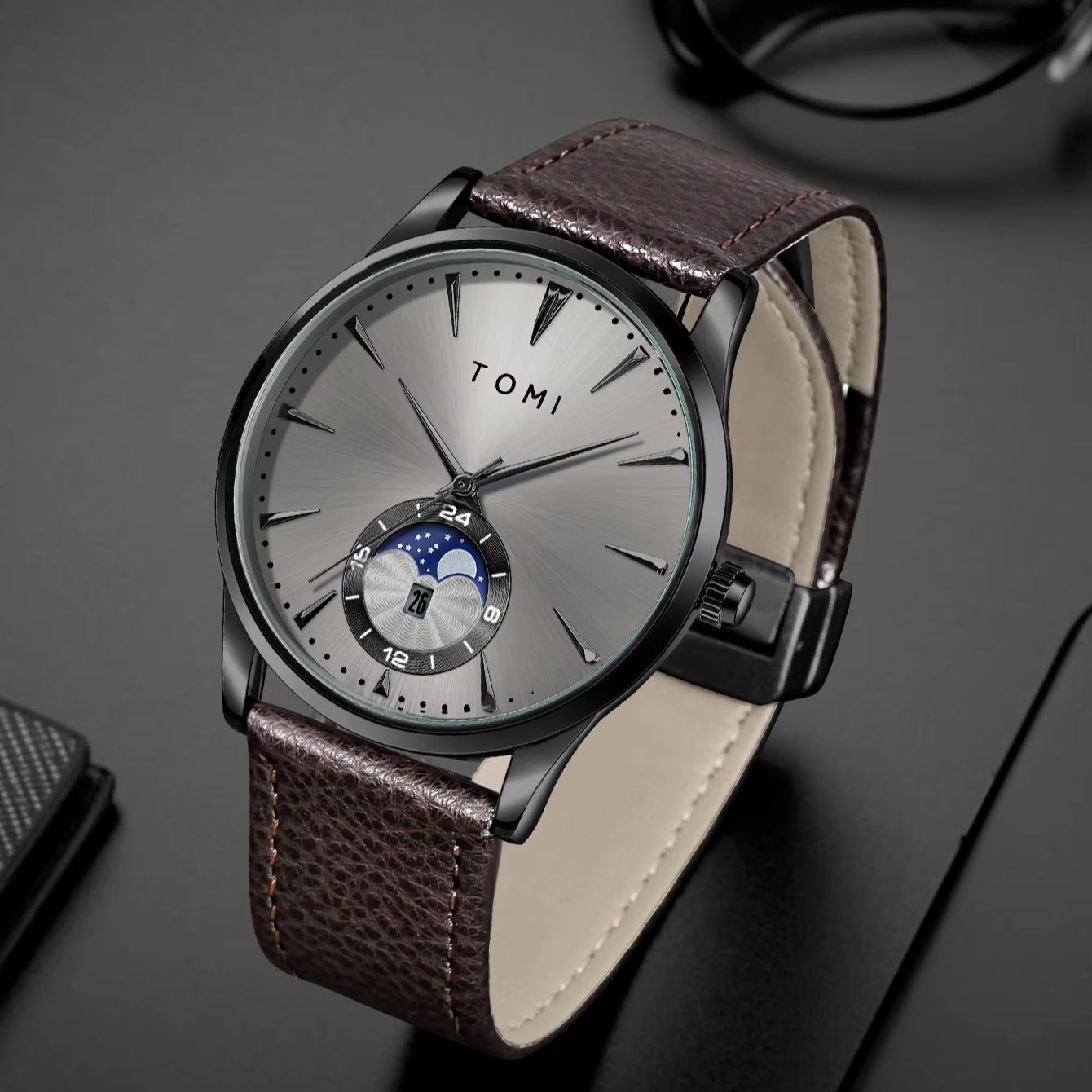TOMI 2Pcs Men's Watch Gift Set - Luxury Gift Set ulasan dan harga