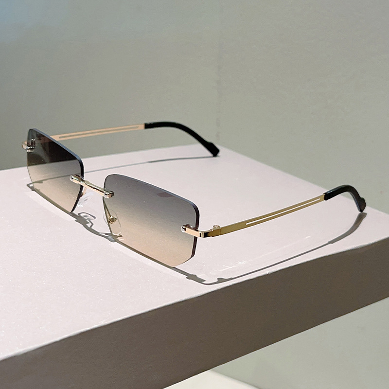 Fashion Rimless Rectangle Sung - Sunglasses Uv400 ulasan dan harga