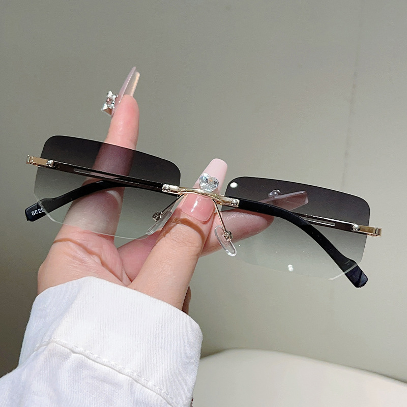 Fashion Rimless Rectangle Sung - Sunglasses Uv400 ulasan dan harga