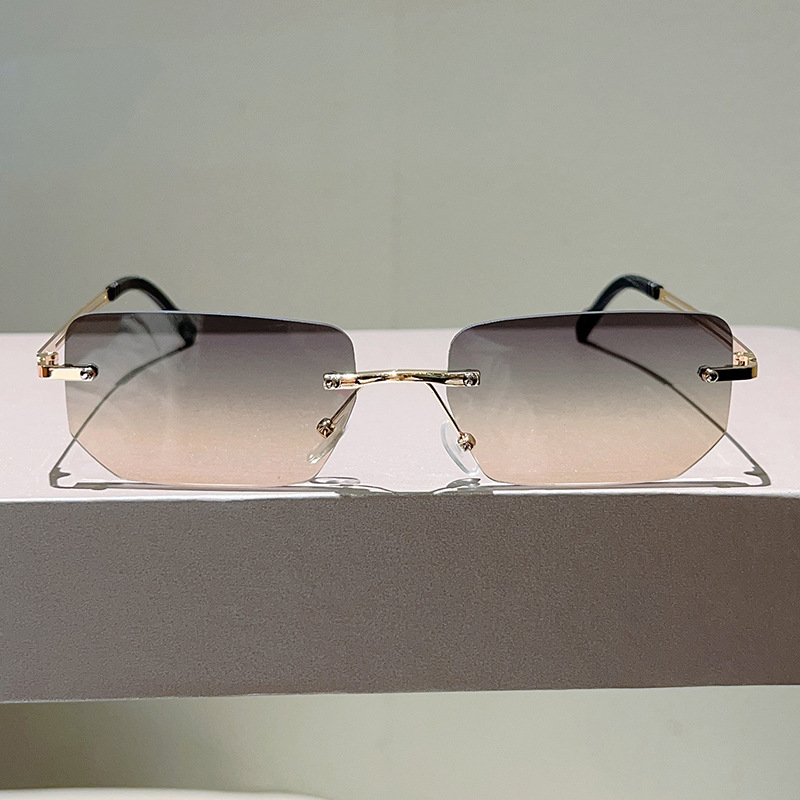 Fashion Rimless Rectangle Sung - Sunglasses Uv400 ulasan dan harga